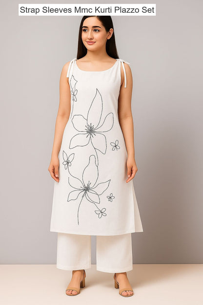 Strap Sleeves Mmc Vatican Kurti Plazzo Set Exporter India