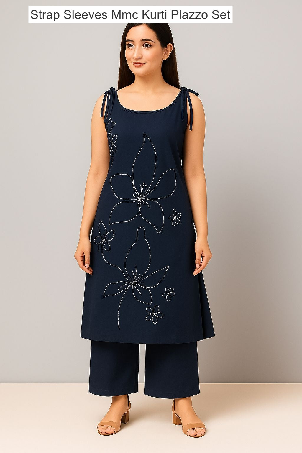 Strap Sleeves Mmc Vatican Kurti Plazzo Set Exporter India