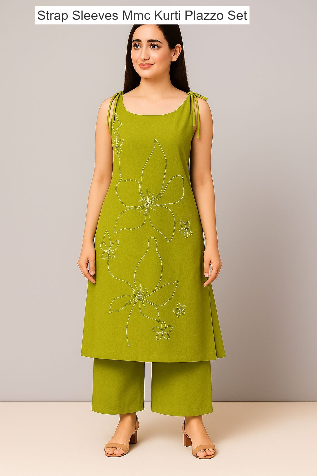 Strap Sleeves Mmc Vatican Kurti Plazzo Set Exporter India