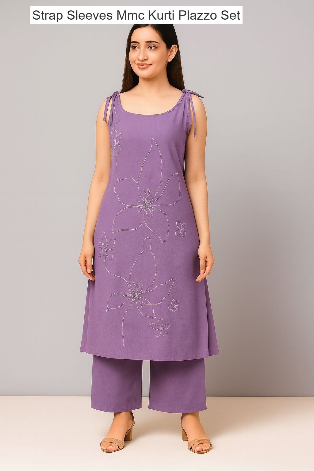 Strap Sleeves Mmc Vatican Kurti Plazzo Set Exporter India