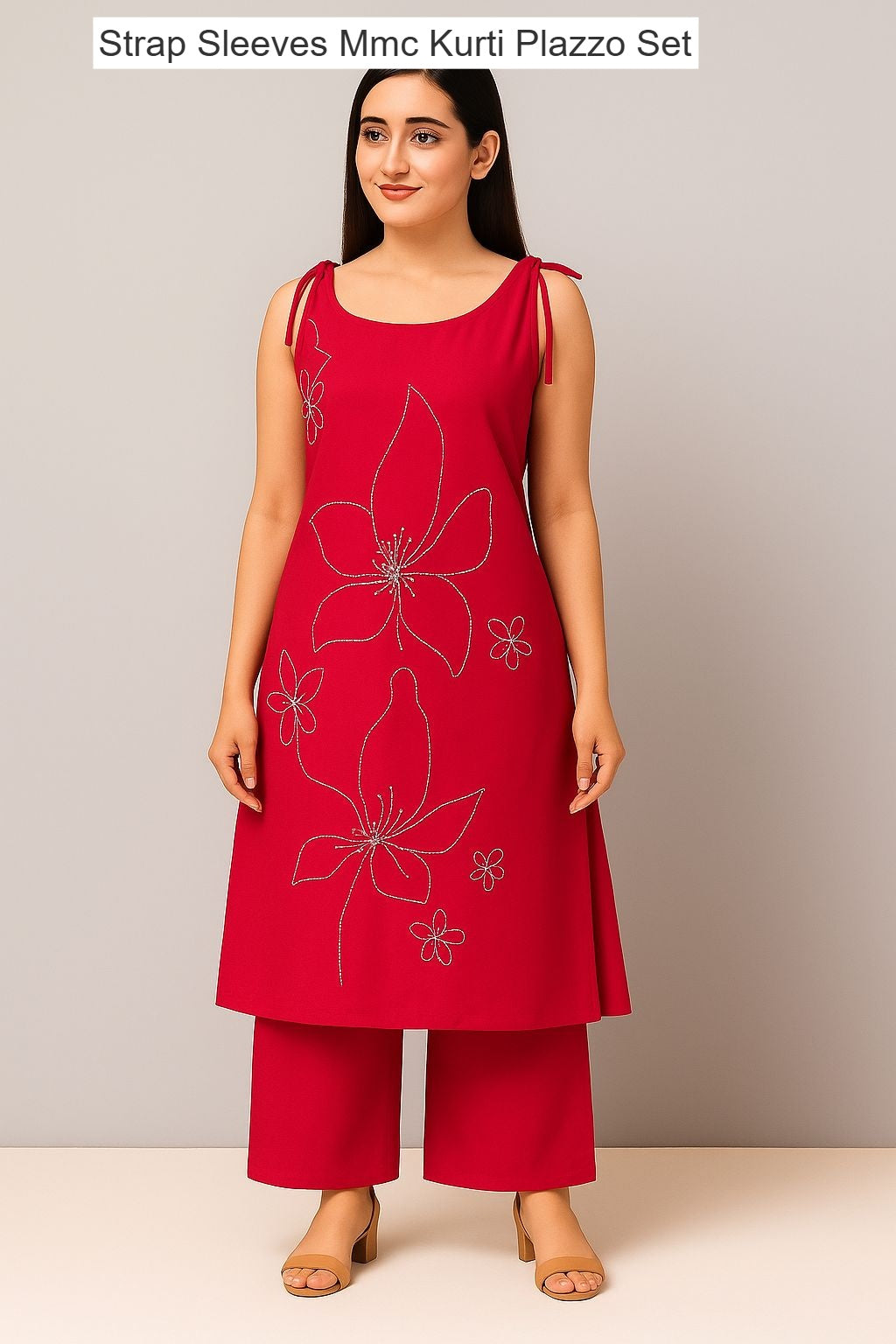 Strap Sleeves Mmc Vatican Kurti Plazzo Set Exporter India