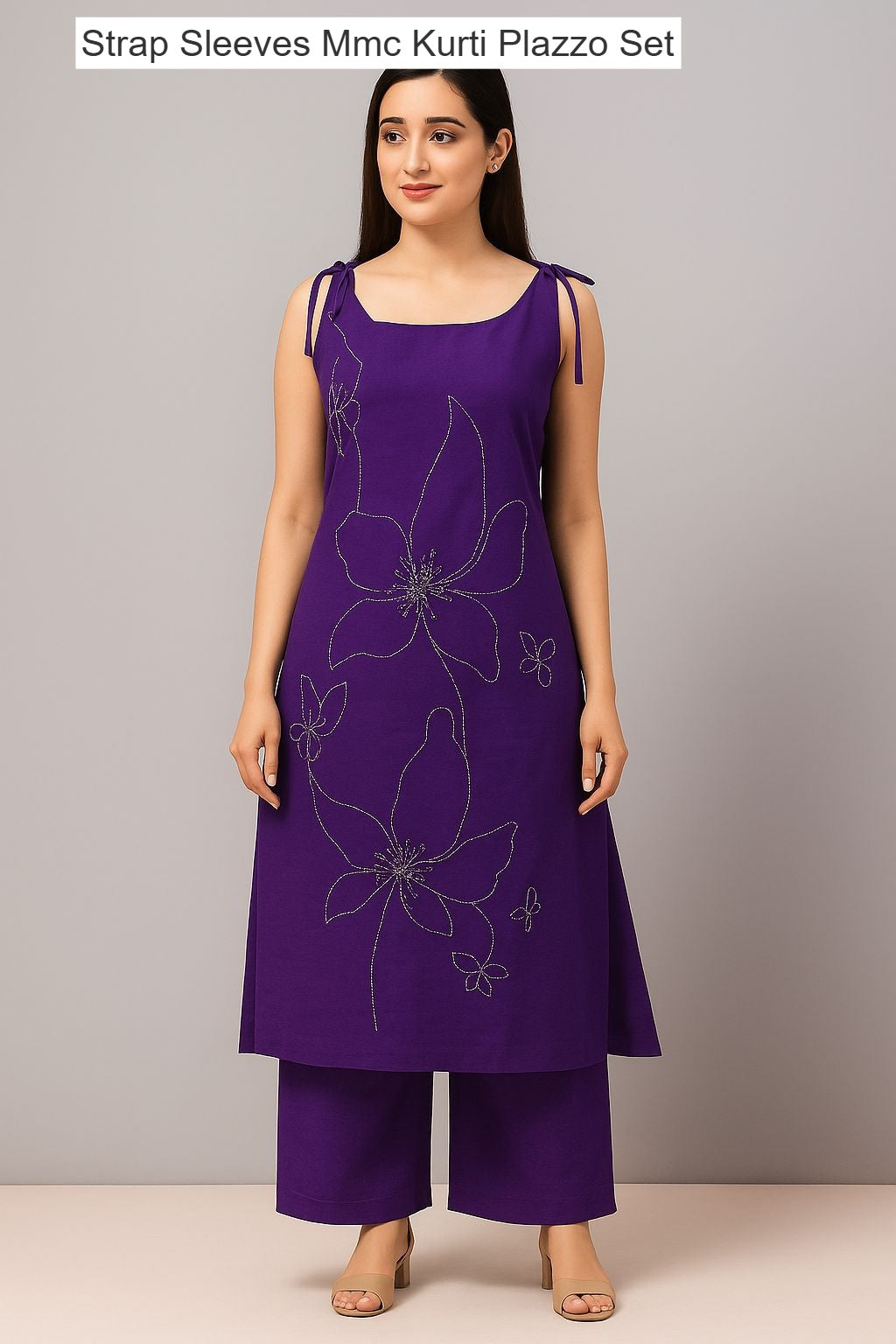 Strap Sleeves Mmc Vatican Kurti Plazzo Set Exporter India