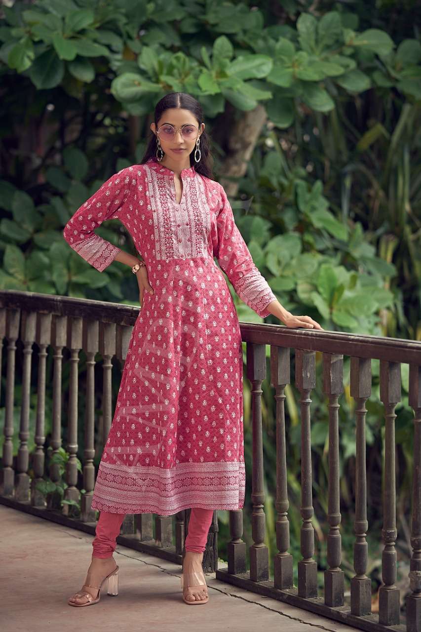 Strawberry Ambika Rayon 14Kg Anarkali Kurtis Exporter Gujarat