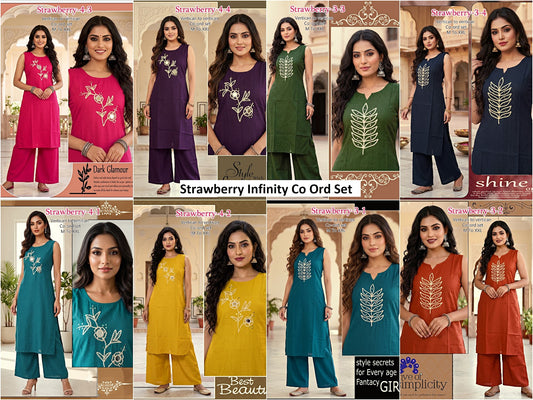 Strawberry Infinity Vertican Co Ord Set Exporter India