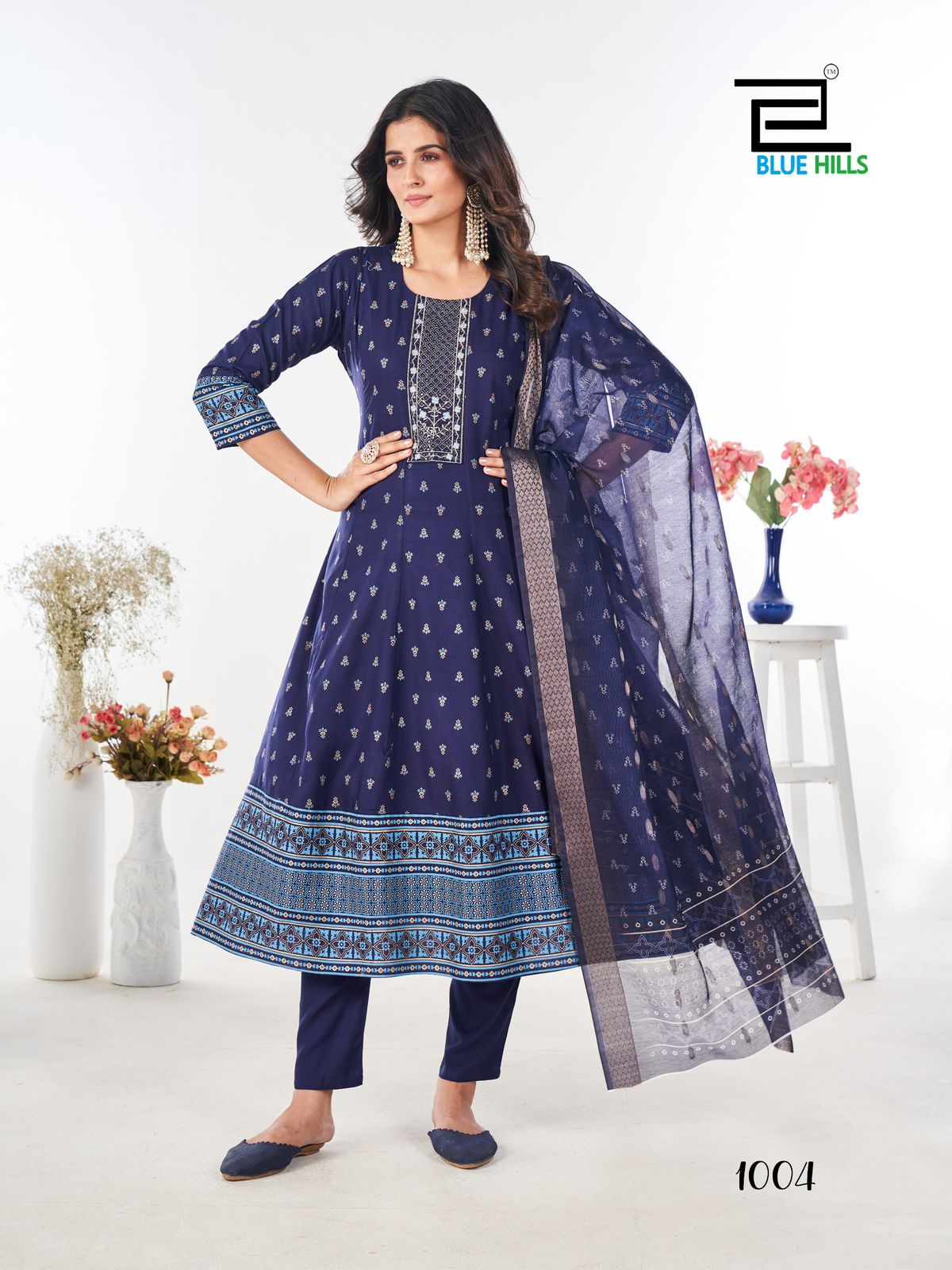 Stree Blue Hills Rayon 14Kg Readymade Anarkali Suits Wholesaler India