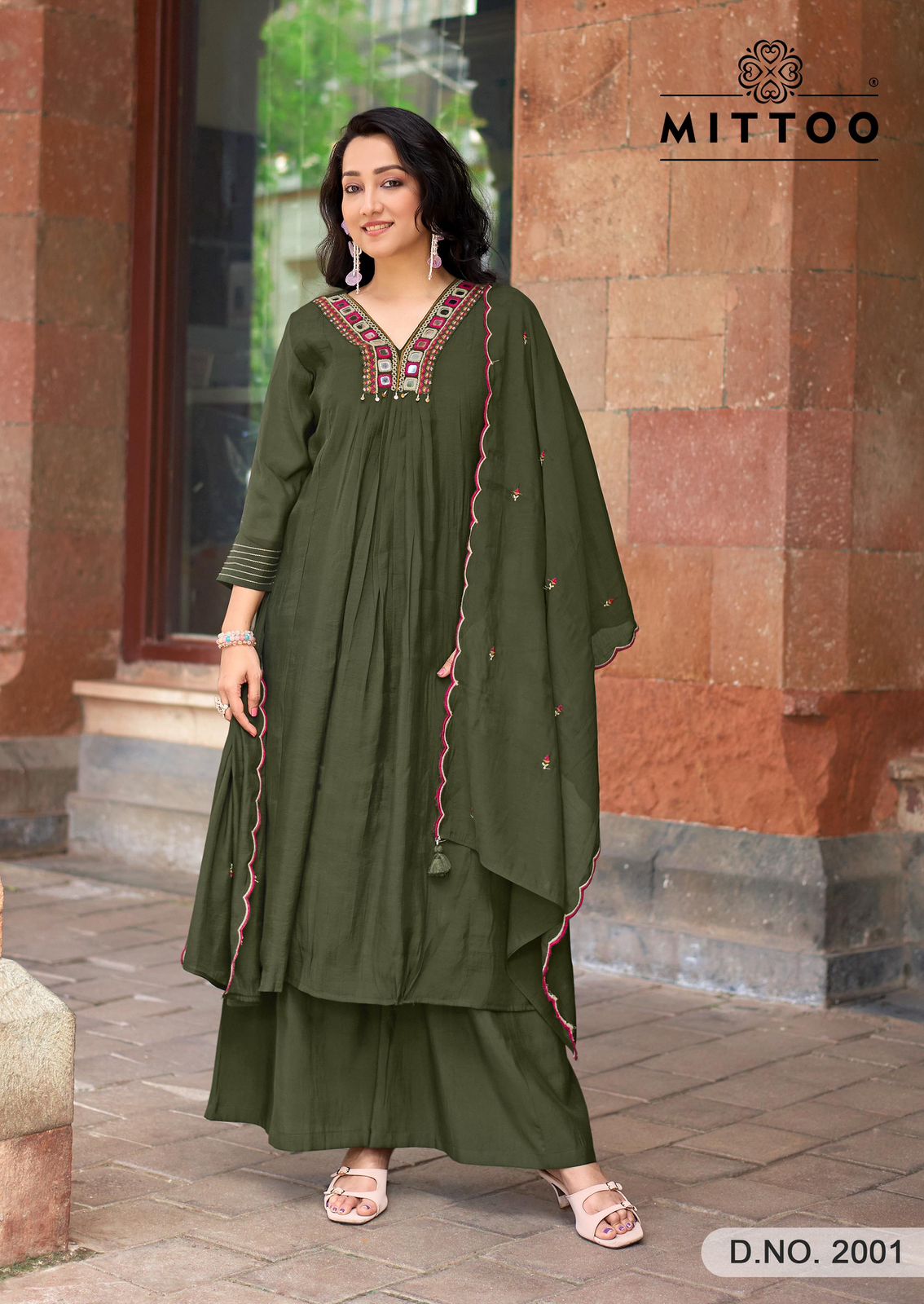 Street Wear Mittoo Chanderi Readymade Plazzo Style Suits Supplier