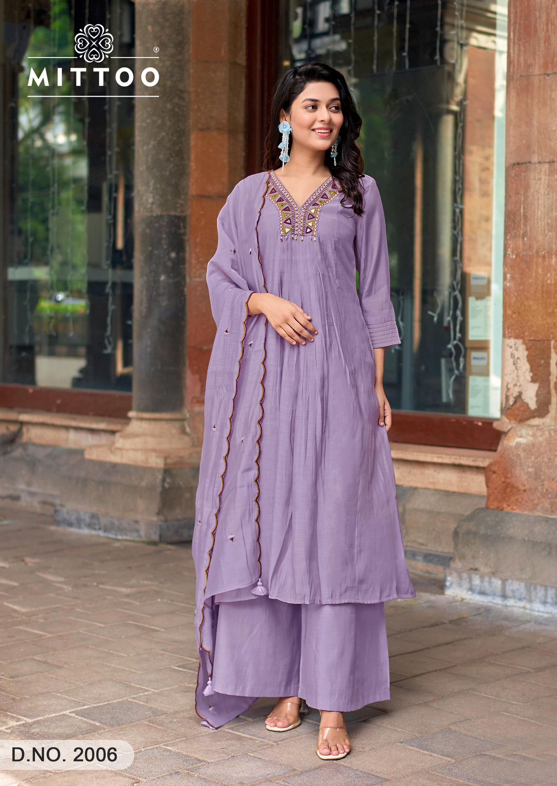 Street Wear Mittoo Chanderi Readymade Plazzo Style Suits Supplier