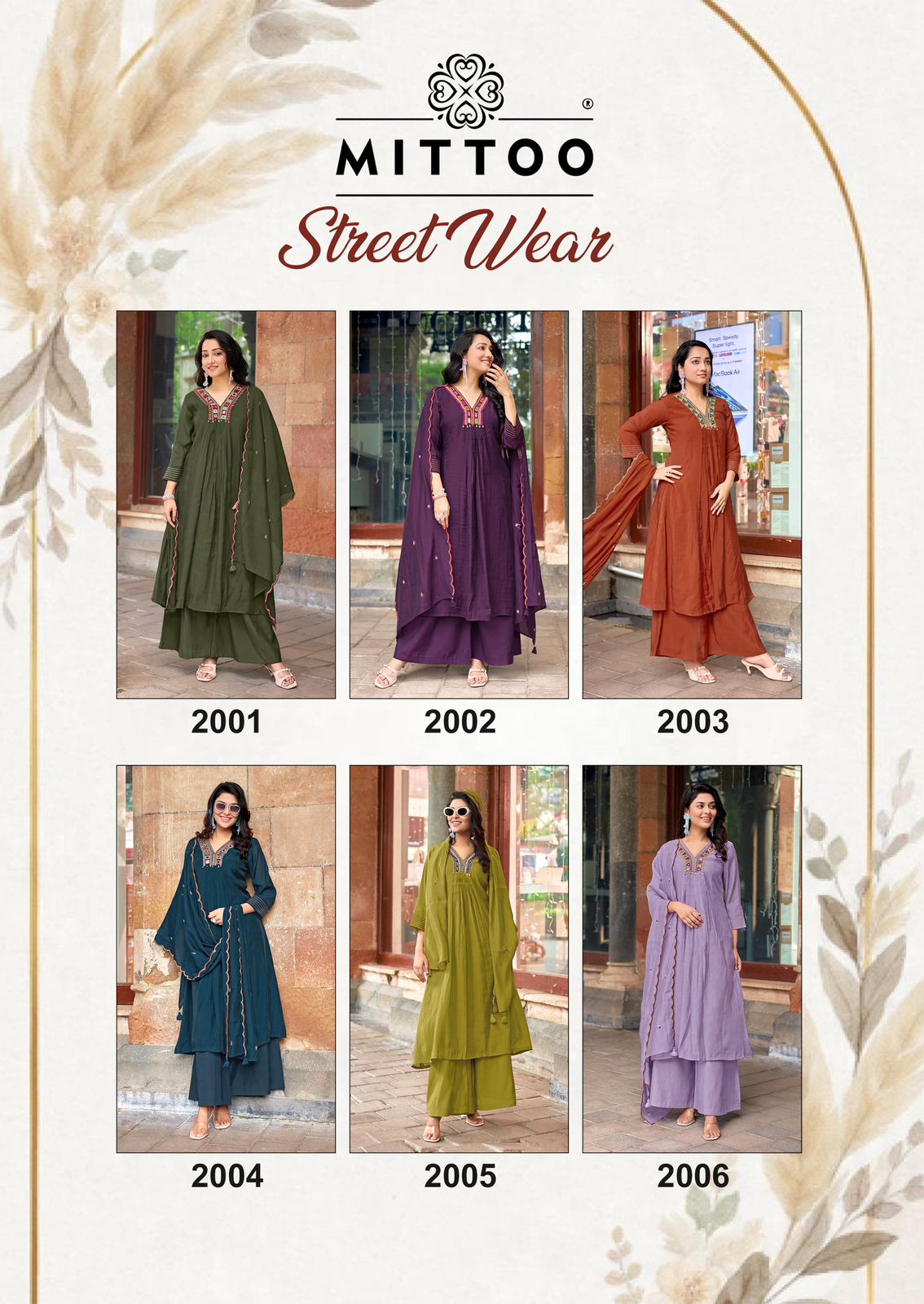 Street Wear Mittoo Chanderi Readymade Plazzo Style Suits Supplier