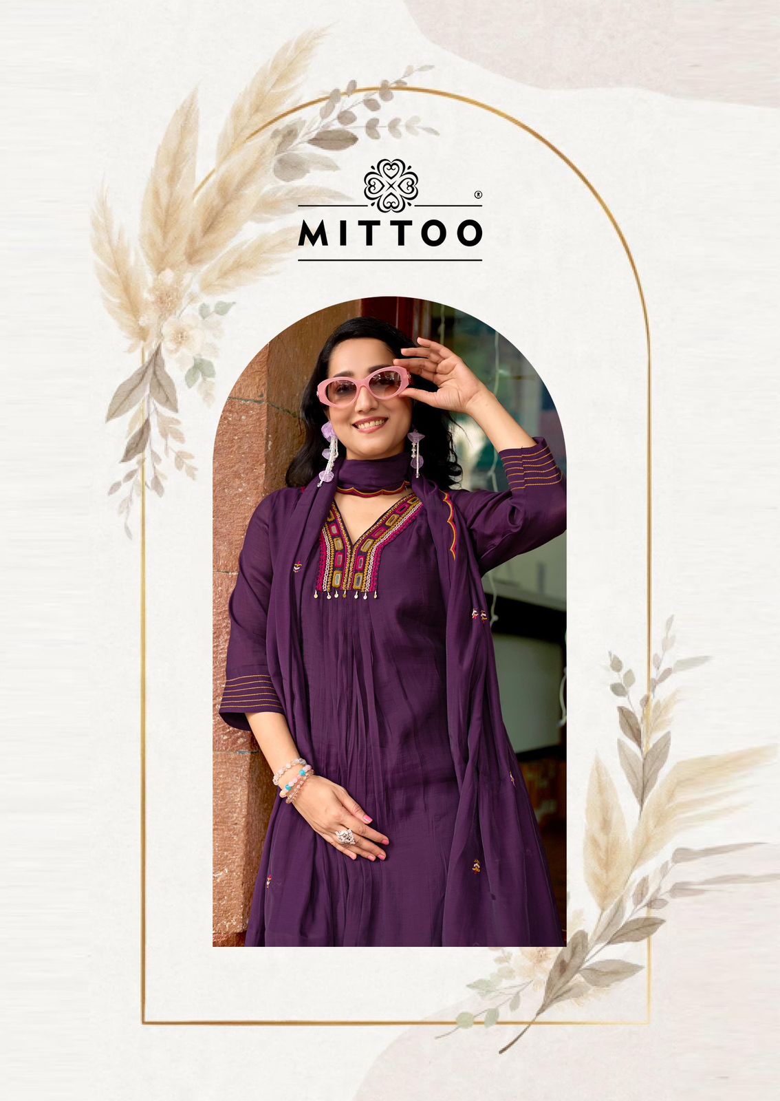 Street Wear Mittoo Chanderi Readymade Plazzo Style Suits Supplier