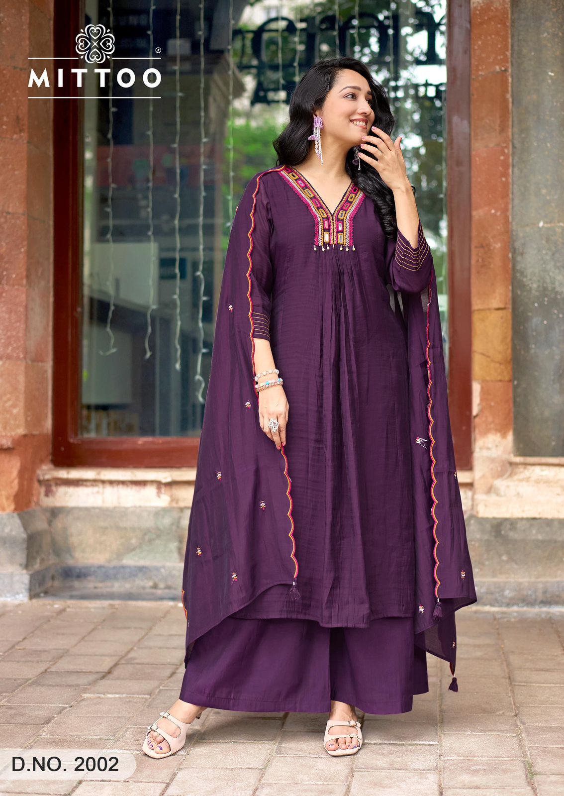 Street Wear Mittoo Chanderi Readymade Plazzo Style Suits Supplier