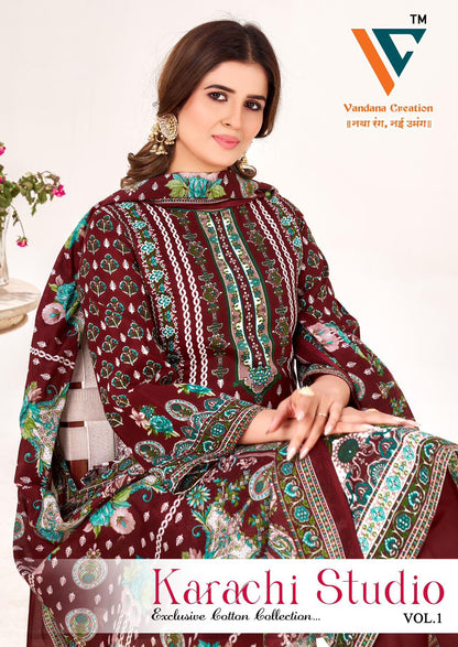 Studio Vol 1 Vandana Creation Cotton Karachi Salwar Suits Wholesaler
