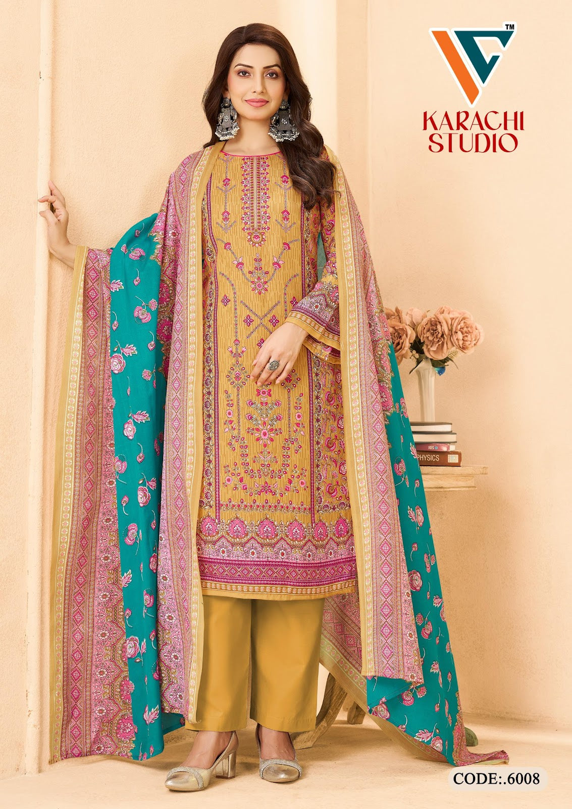 Studio Vol 6 Vandana Creation Mix Cotton Karachi Salwar Suits Exporter Ahmedabad