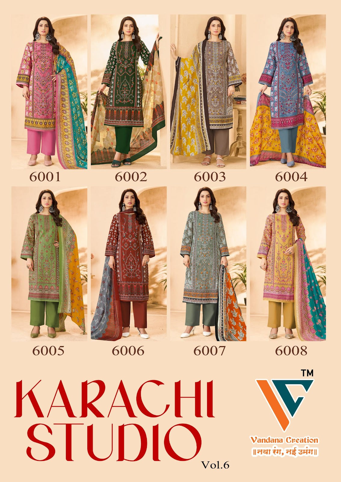 Studio Vol 6 Vandana Creation Mix Cotton Karachi Salwar Suits Exporter Ahmedabad