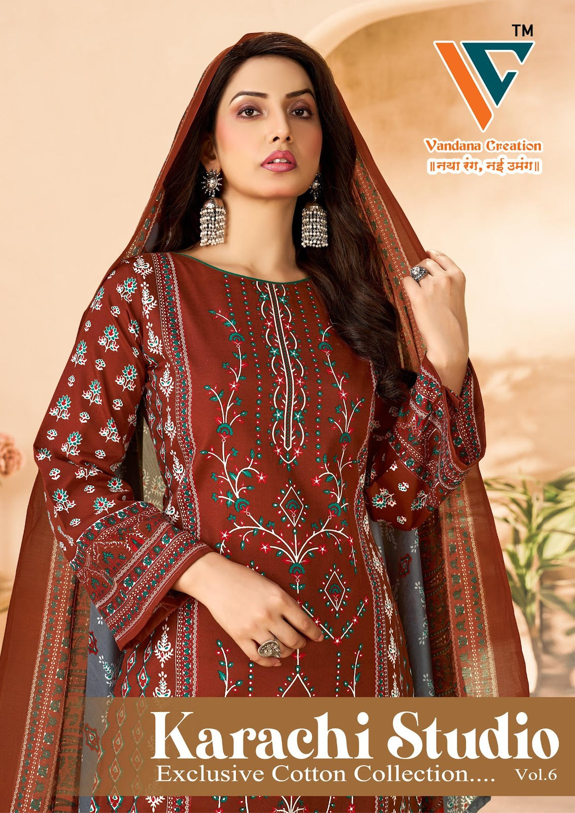 Studio Vol 6 Vandana Creation Mix Cotton Karachi Salwar Suits Exporter Ahmedabad