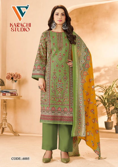 Studio Vol 6 Vandana Creation Mix Cotton Karachi Salwar Suits Exporter Ahmedabad