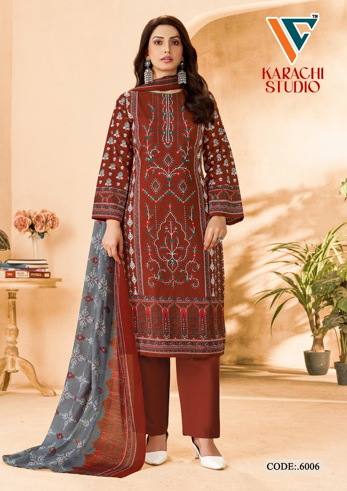 Studio Vol 6 Vandana Creation Mix Cotton Karachi Salwar Suits Exporter Ahmedabad