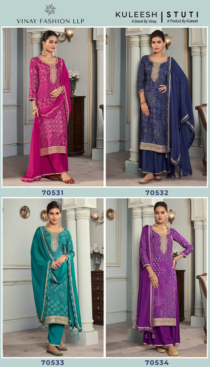 Stuti Kuleesh Vinay Fashion Llp Silk Pant Style Suits Wholesaler India