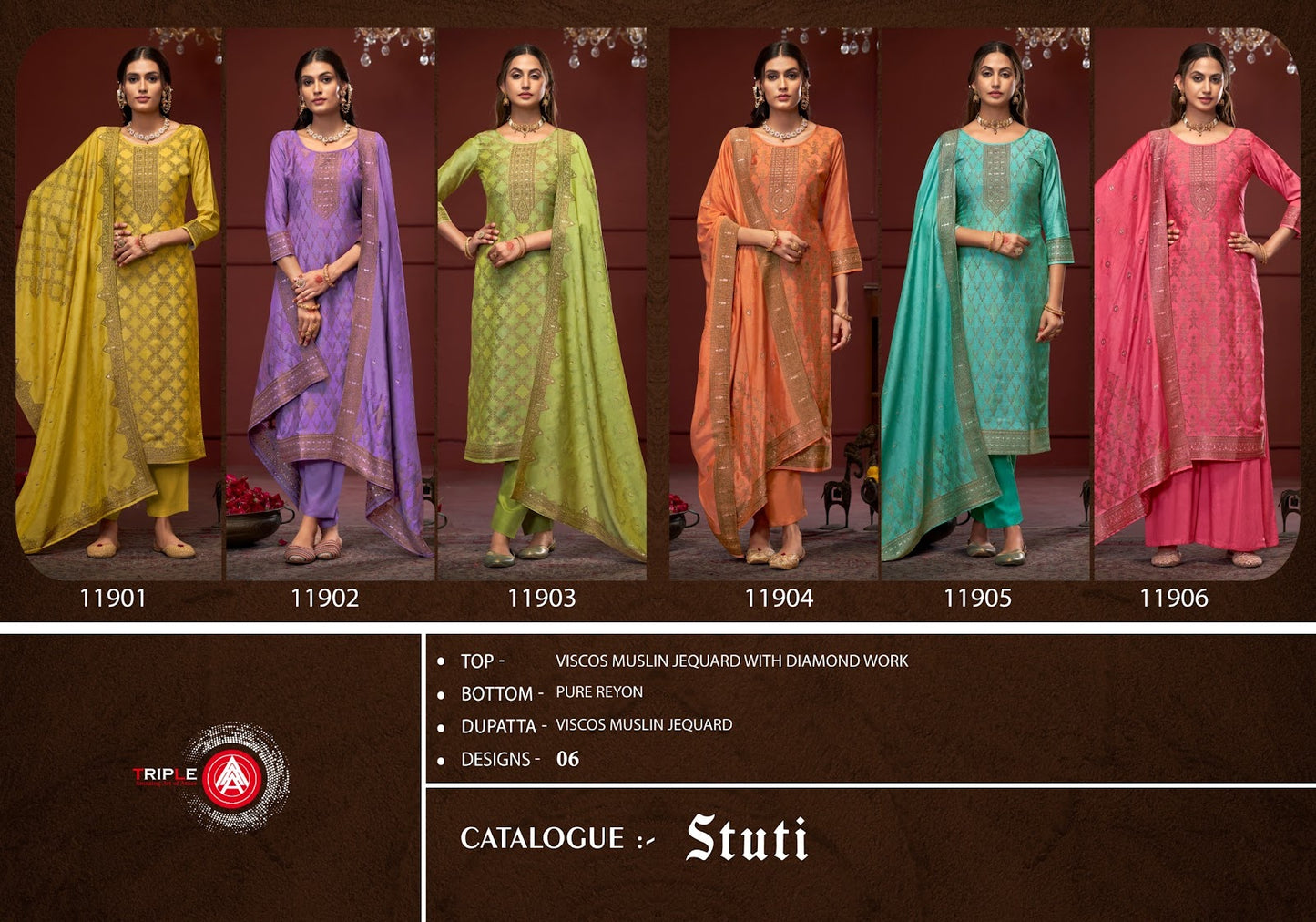 Stuti Triple Aaa Viscose Muslin Pant Style Suits Supplier India