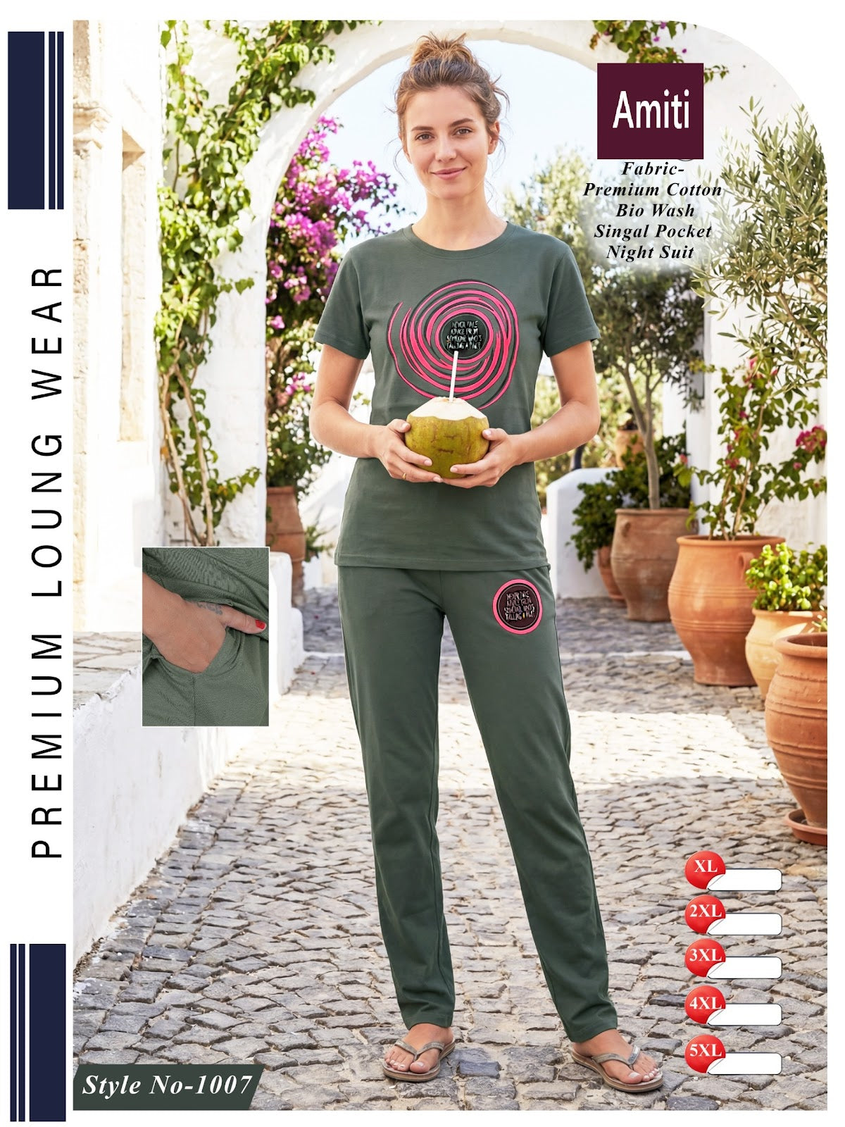 Style 1007 Amiti Cotton Pyjama Night Suits Supplier Ahmedabad