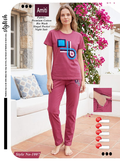 Style 1007 Amiti Cotton Pyjama Night Suits Supplier Ahmedabad