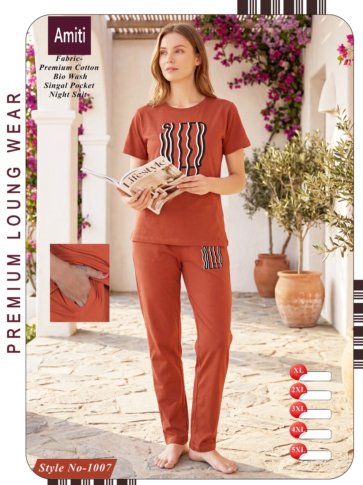 Style 1007 Amiti Cotton Pyjama Night Suits Supplier Ahmedabad