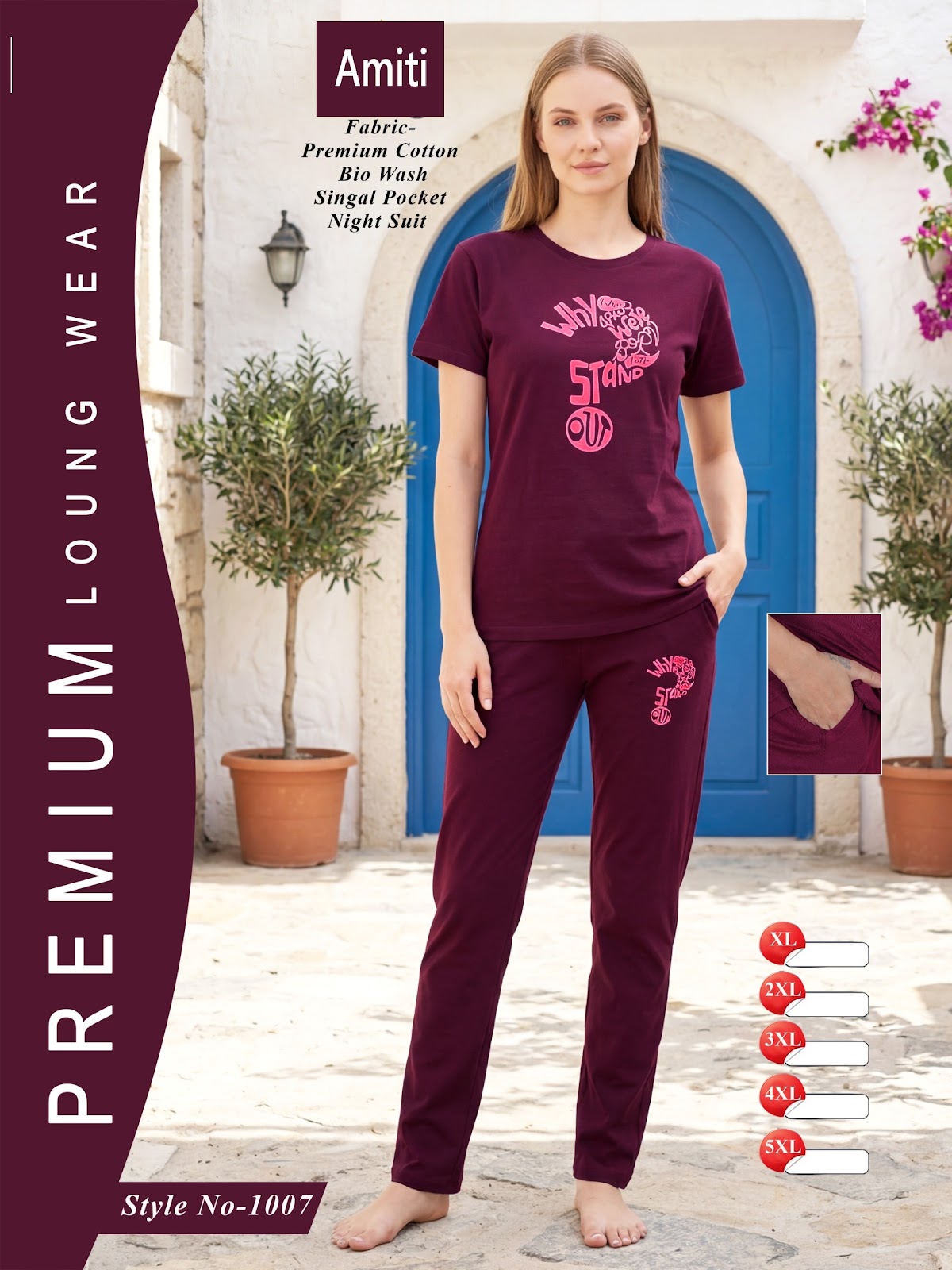 Style 1007 Amiti Cotton Pyjama Night Suits Supplier Ahmedabad