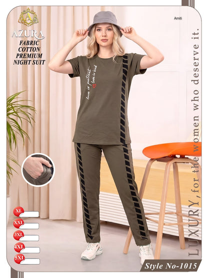 Style 1015 Azura Amiti Cotton Pyjama Night Suits Wholesaler