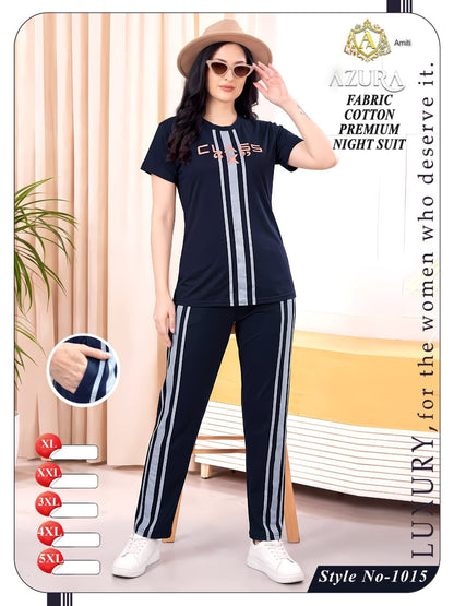 Style 1015 Azura Amiti Cotton Pyjama Night Suits Wholesaler