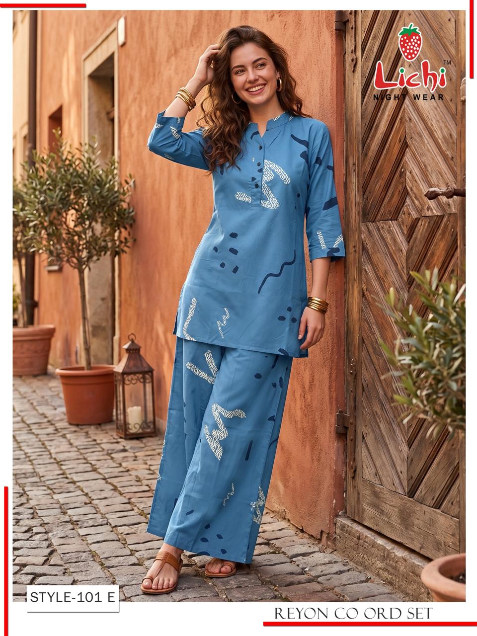 Style 101 Print To Print Lichi Reyon Co Ord Set Wholesale Price