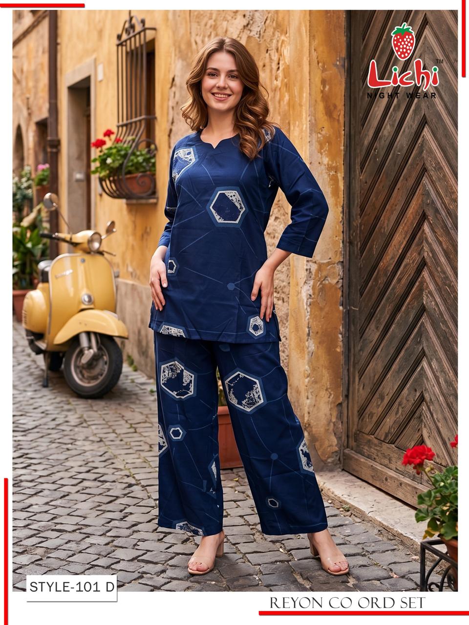 Style 101 Print To Print Lichi Reyon Co Ord Set Wholesale Price