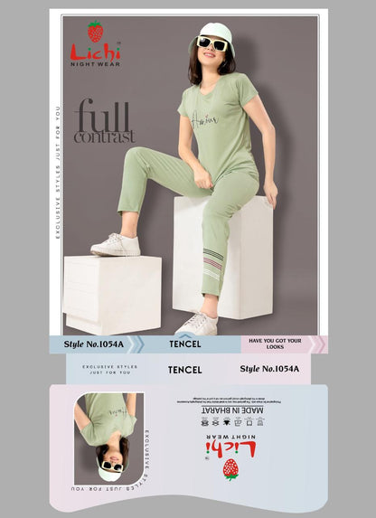 Style 1054 Lichi Tencil Pyjama Night Suits Supplier Gujarat