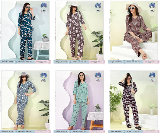 Style 1055 F Pink Reyon Co Ord Set Manufacturer