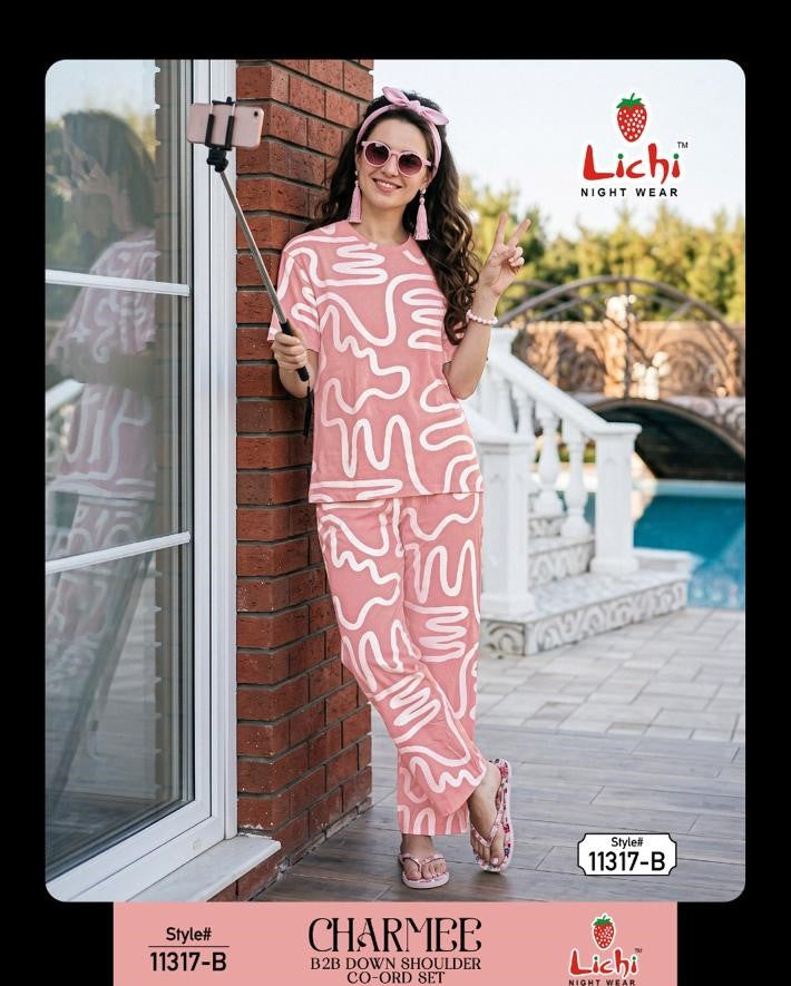 Style 11317 Print To Print Lichi Hosiery Co Ord Set Manufacturer Ahmedabad