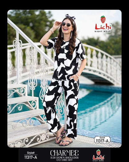 Style 11317 Print To Print Lichi Hosiery Co Ord Set Manufacturer Ahmedabad