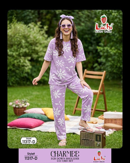 Style 11317 Print To Print Lichi Hosiery Co Ord Set Manufacturer Ahmedabad