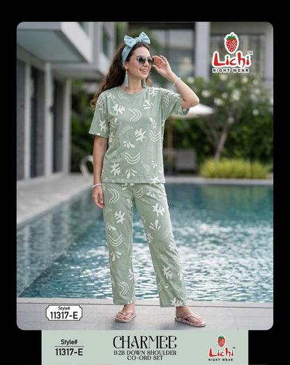 Style 11317 Print To Print Lichi Hosiery Co Ord Set Manufacturer Ahmedabad