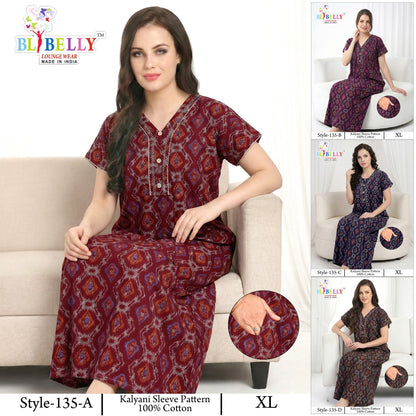 Style 117-154 Kalyani Bani Belly Cotton Night Gowns Wholesale Price