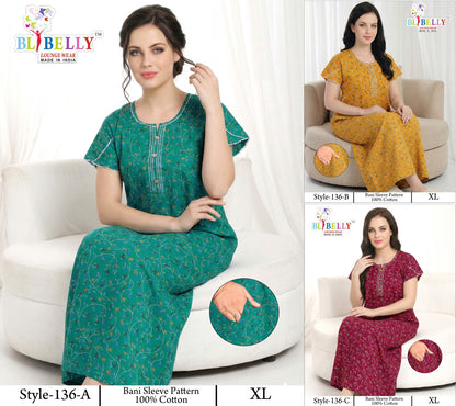 Style 117-154 Kalyani Bani Belly Cotton Night Gowns Wholesale Price