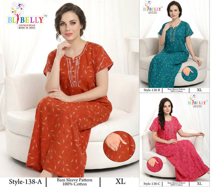 Style 117-154 Kalyani Bani Belly Cotton Night Gowns Wholesale Price