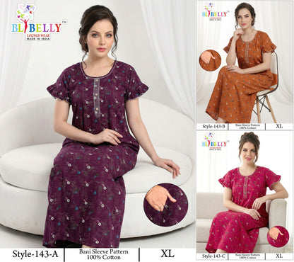Style 117-154 Kalyani Bani Belly Cotton Night Gowns Wholesale Price