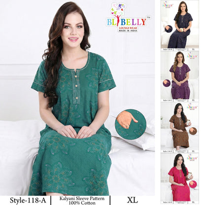 Style 117-154 Kalyani Bani Belly Cotton Night Gowns Wholesale Price