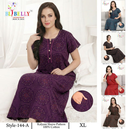 Style 117-154 Kalyani Bani Belly Cotton Night Gowns Wholesale Price