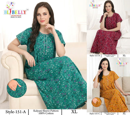 Style 117-154 Kalyani Bani Belly Cotton Night Gowns Wholesale Price