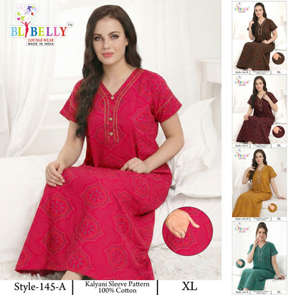 Style 117-154 Kalyani Bani Belly Cotton Night Gowns Wholesale Price