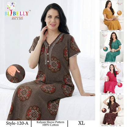Style 117-154 Kalyani Bani Belly Cotton Night Gowns Wholesale Price
