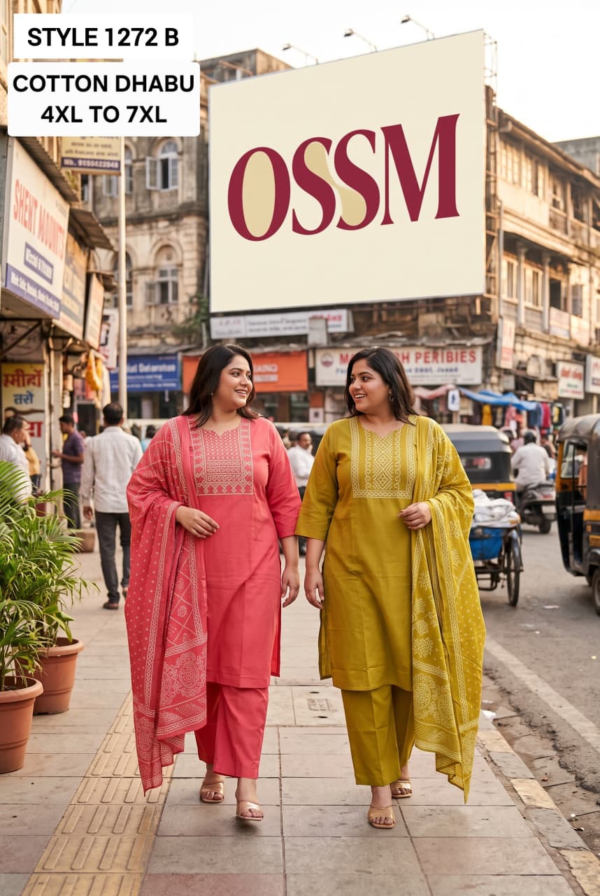 Style 1272 Plus Size Ossm Dhabu Readymade Cotton Pant Suits Exporter Ahmedabad