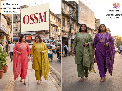 Style 1272 Plus Size Ossm Dhabu Readymade Cotton Pant Suits Exporter Ahmedabad