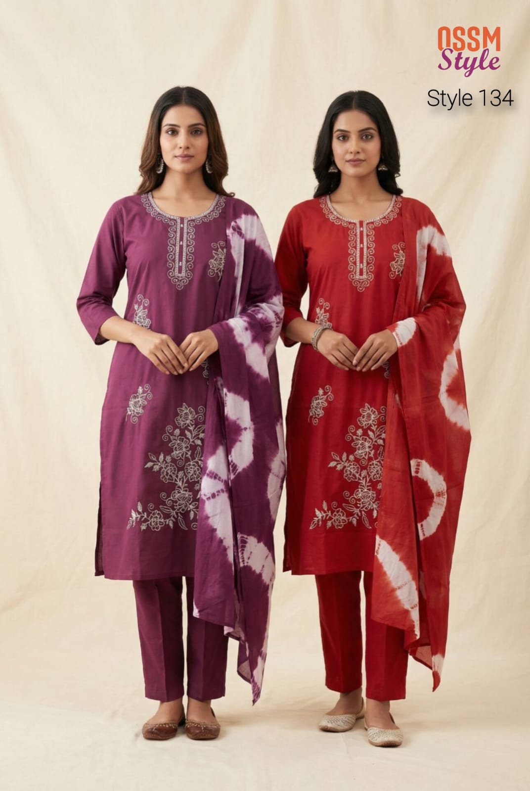 Style 133-134 Ossm Cotton Readymade Pant Style Suits Wholesaler India