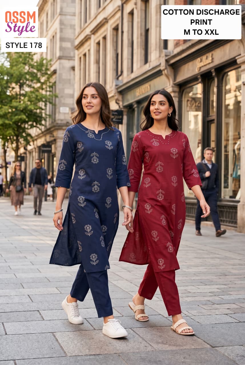 Style 177-178-224-217 Ossm Cotton Kurti Pant Set Wholesaler Gujarat