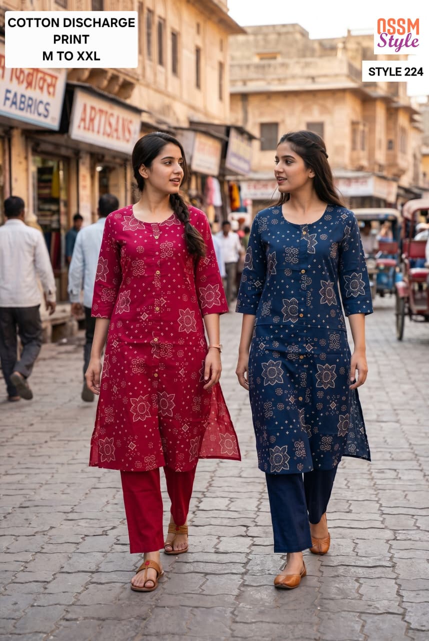 Style 177-178-224-217 Ossm Cotton Kurti Pant Set Wholesaler Gujarat